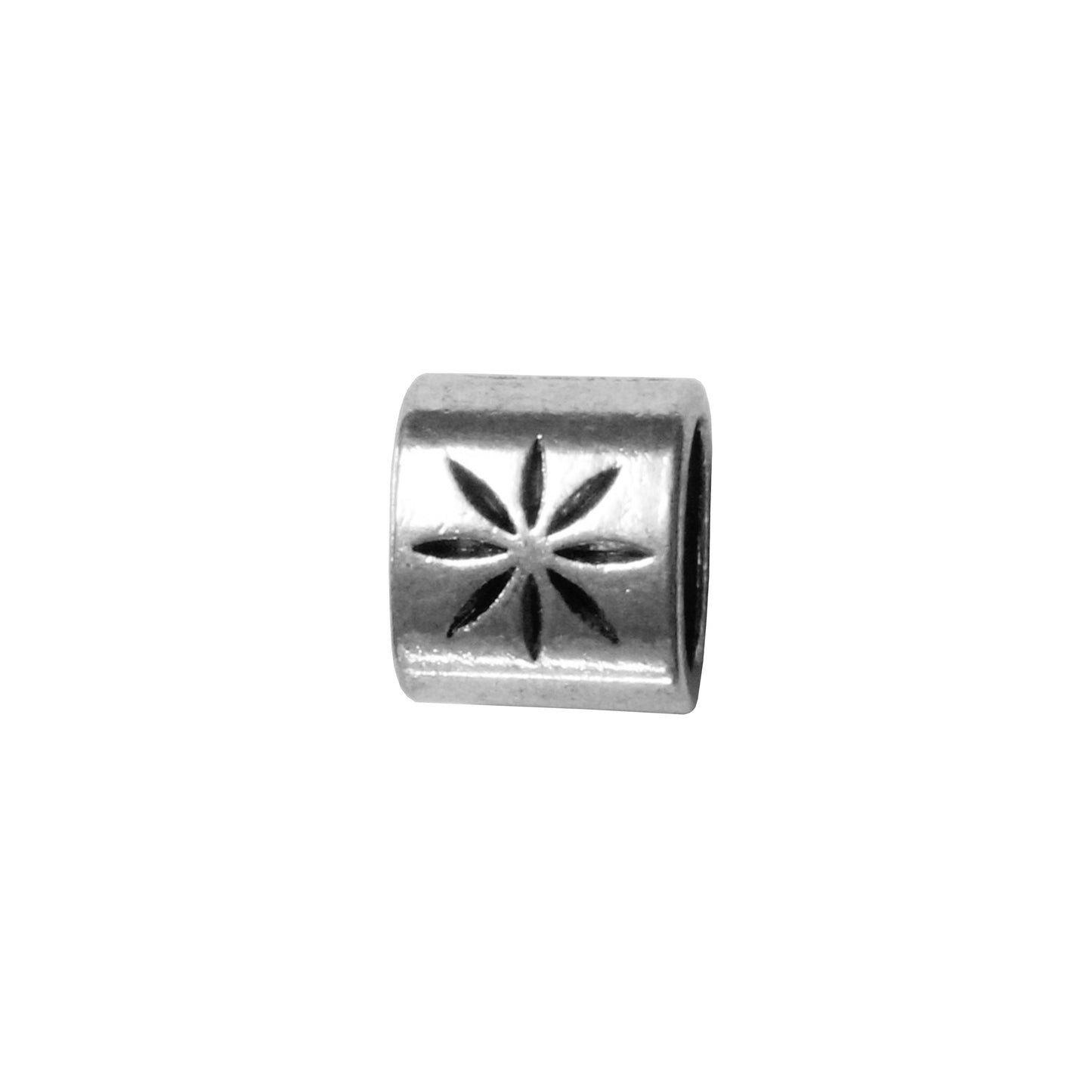 Starburst Slider Spacer Bead Antique Silver / 10 x 6.5mm / for use with licorice or Regaliz cords