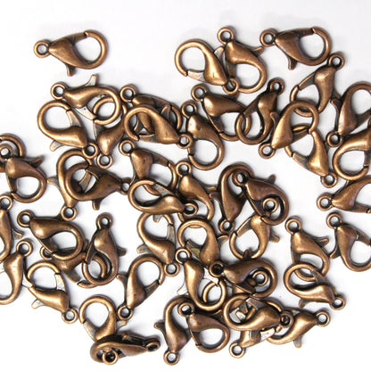 12mm Lobster Clasp / 10 Pack / plated zinc with an antique copper finish