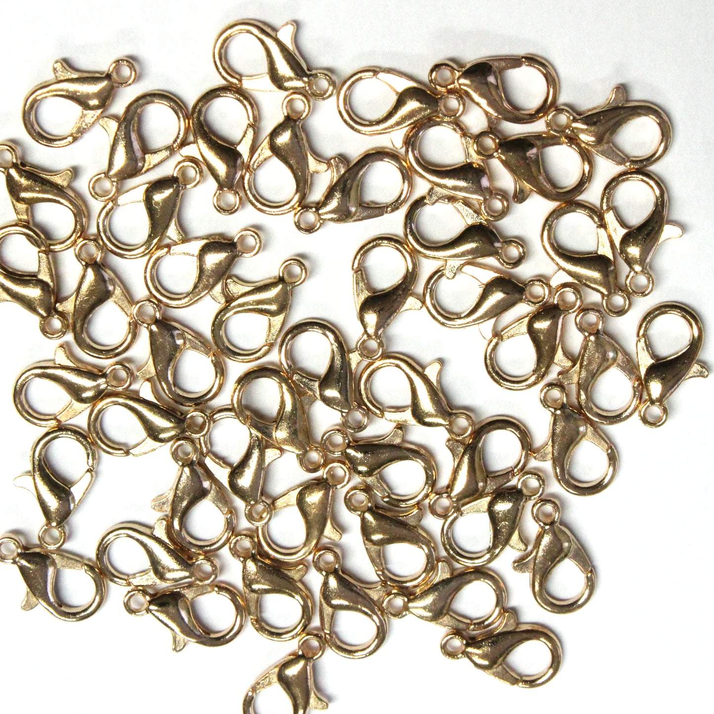 12mm Lobster Clasp / 10 Pack / plated zinc with a bright gold finish