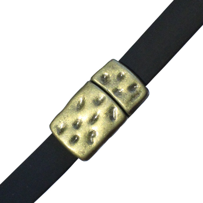 10mm Hammertone Flat Magnetic Clasp / zinc alloy with antique bronze finish / ID 10 x 2mm / clasp for 10mm flat leather cord