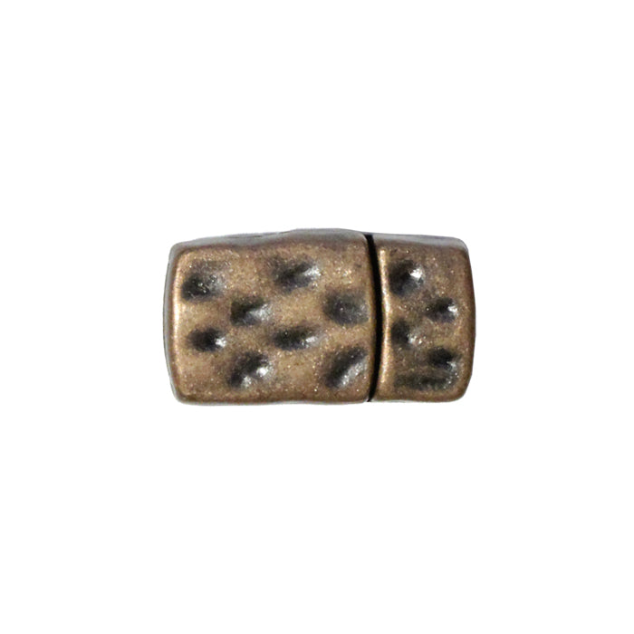 10mm Hammertone Flat Magnetic Clasp / zinc alloy with antique copper finish / ID 10 x 2mm / clasp for 10mm flat leather cord