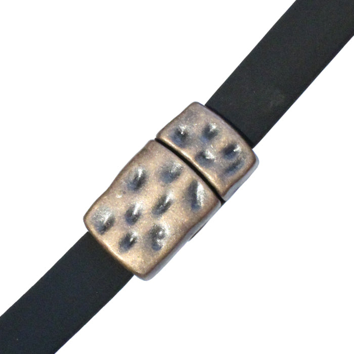 10mm Hammertone Flat Magnetic Clasp / zinc alloy with antique copper finish / ID 10 x 2mm / clasp for 10mm flat leather cord