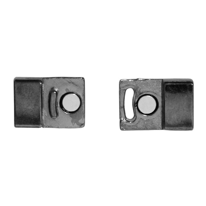 10mm Flat Magnetic Clasp With Tab / zinc alloy with a black gunmetal finish / ID 10 x 2mm /  clasp for 10mm flat leather cord