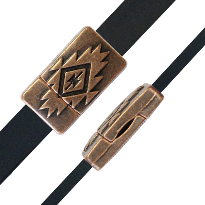 10mm Aztec Flat Magnetic Clasp / zinc alloy with antique copper finish / ID 10 x 2mm / clasp for 10mm flat leather cord