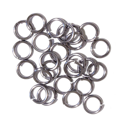SHINY BLACK ICE 10mm 12 GA Jump Rings / sawcut round open anodized aluminum / for chainmail jewelry