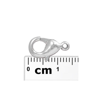 14mm Lobster Clasp / 10 Pack / plated zinc with a bright silver finish