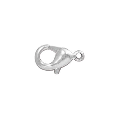 14mm Lobster Clasp / 10 Pack / plated zinc with a bright silver finish