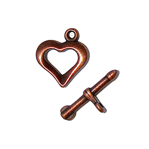 Heart and Arrow Toggle Clasp / antique copper finish / plated zinc alloy