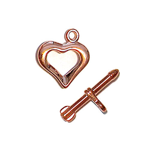 Heart and Arrow Toggle Clasp / light copper finish / plated zinc alloy