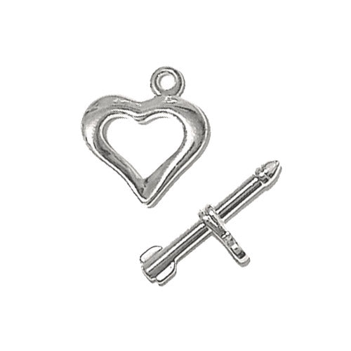 Heart and Arrow Toggle Clasp / bright silver finish / plated zinc alloy / 23400977-04