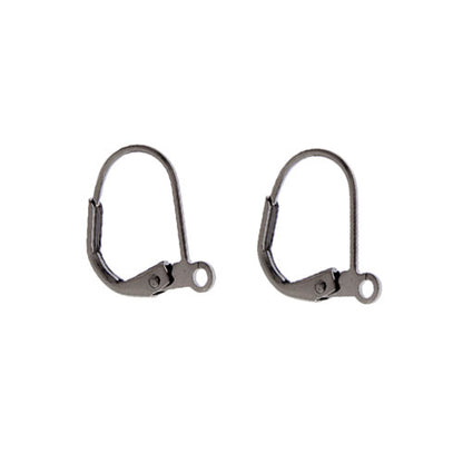 Gunmetal Leverback Earwires / 50 pcs (25 pairs) / these ear wires have an open loop for adding charms or pendants