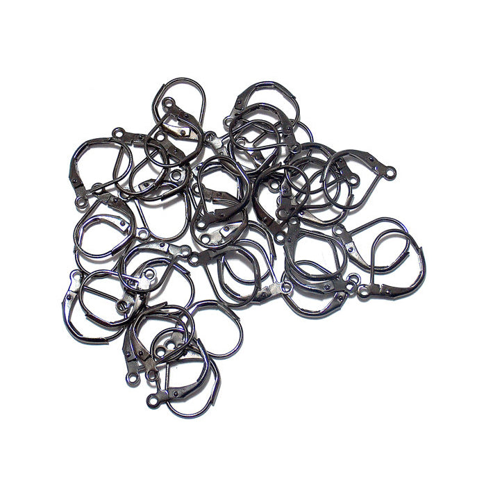 Gunmetal Leverback Earwires / 50 pcs (25 pairs) / these ear wires have an open loop for adding charms or pendants