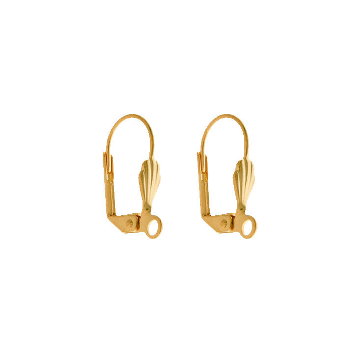 Gold Plate Shell Leverback Earwires / 50 pcs (25 pairs) / these ear wires have an open loop for adding charms or pendants