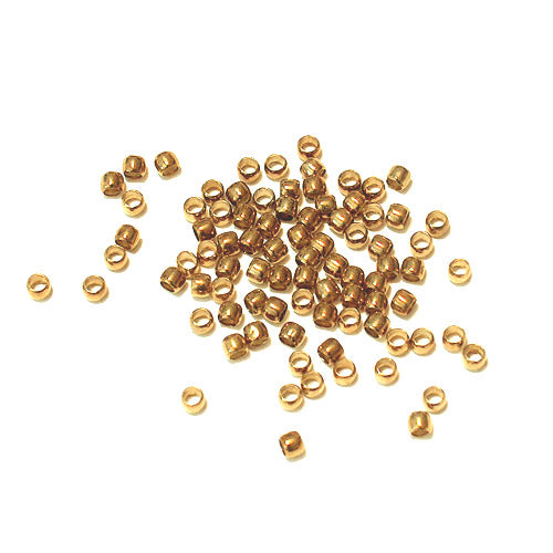 2mm Bright Gold Round Crimp Beads / 100 Pack / 2 x 1mm with 1.2mm ID