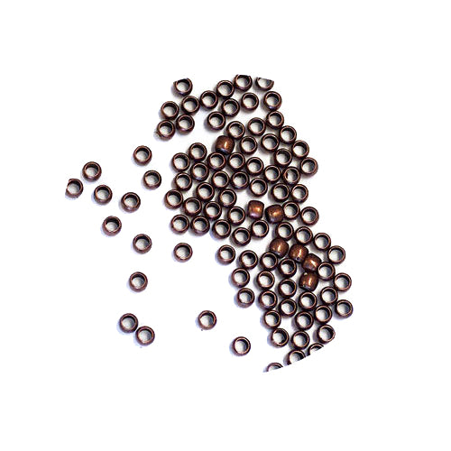 2mm Antique Copper Round Crimp Beads / 100 Pack / 2 x 1mm with 1.2mm ID