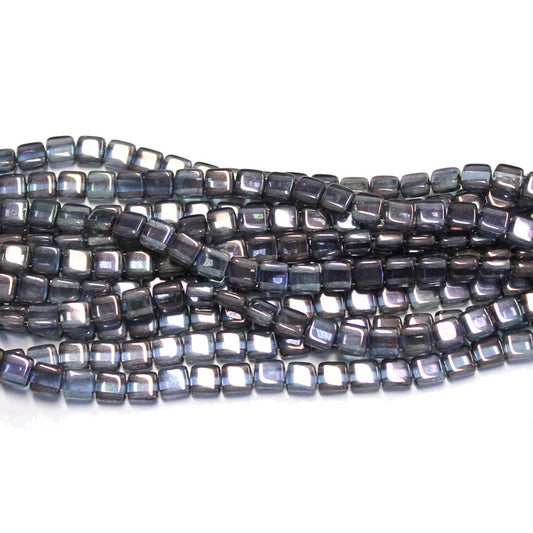 6mm Amethyst Luster / 2 Hole CzechMates Tile Beads / 50 Bead Strand