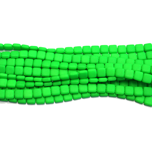 6mm Neon Green / 2 Hole CzechMates Tile Beads / 50 Bead Strand