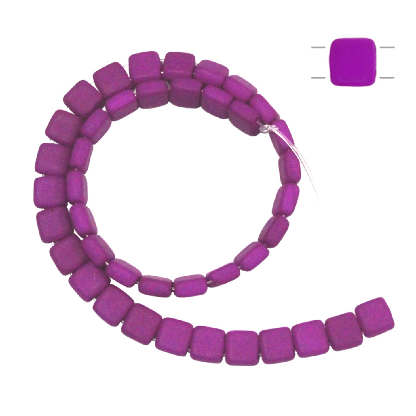 6mm Neon Purple / 2 Hole CzechMates Tile Beads / 50 Bead Strand