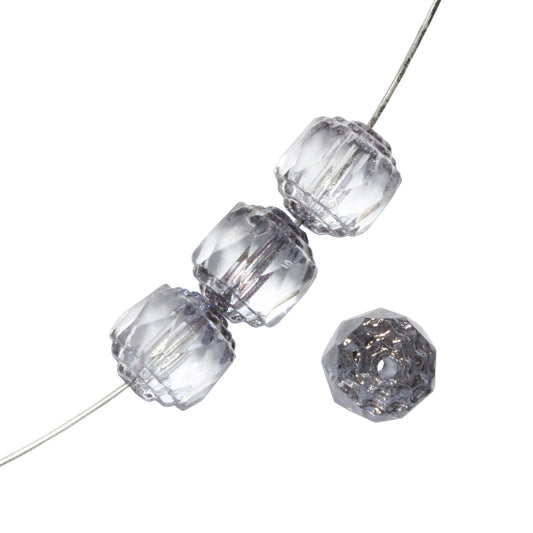 Grey Crystal Lantern Bead / coated ends / sold per bead