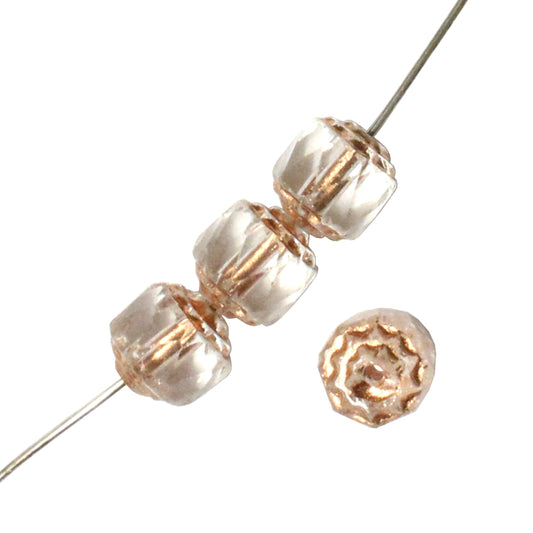 Copper Lined Crystal Lantern Bead / copper coated ends / sold per bead