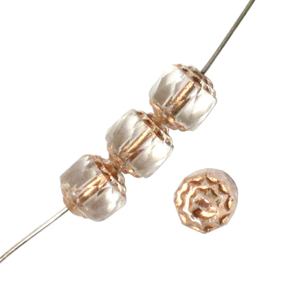 8mm Copper Lined Crystal Lantern Beads / Copper Coated Ends / 75 Bead Strand