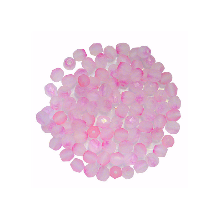 4mm Bright Pink Fire and Ice Beads / 100 Bead Pack / faceted round fire polished / Czech glass