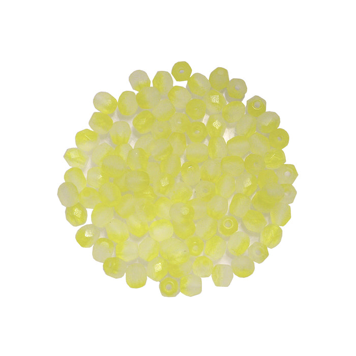 4mm Lemon Yellow Fire and Ice Beads / 100 Bead Pack / faceted round fire polished / Czech glass