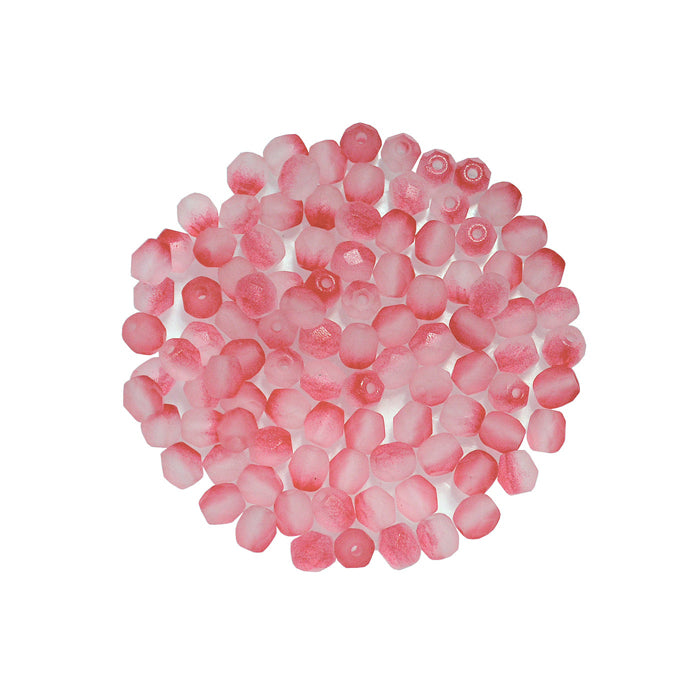 4mm Strawberry Red Fire and Ice Beads / 100 Bead Pack / faceted round fire polished / Czech glass