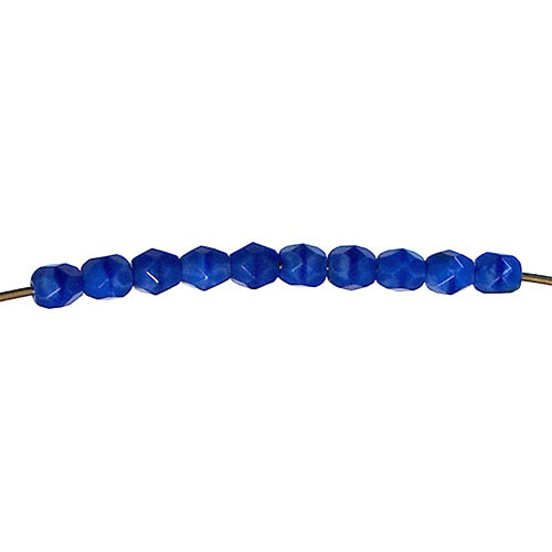 Medium Blue Silk Faceted Round Fire Polished Beads