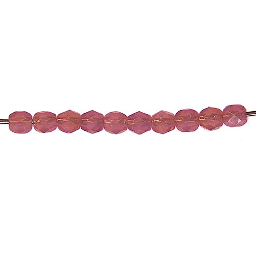 Pink Alabaster Iris Faceted Round Fire Polished Beads