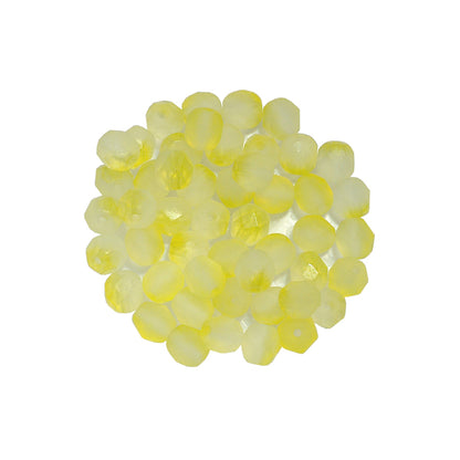 6mm Lemon Yellow Fire and Ice Beads / 100 Bead Pack / faceted round fire polished / Czech glass