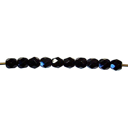 Jet Black Faceted Round Fire Polished Beads