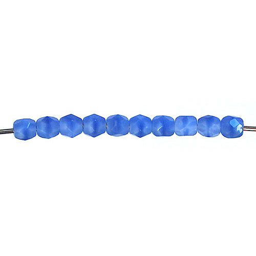 Light Blue Silk Faceted Round Fire Polished Beads