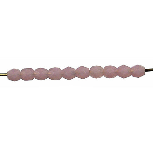 Pink Alabaster Matte Faceted Round Fire Polished Beads