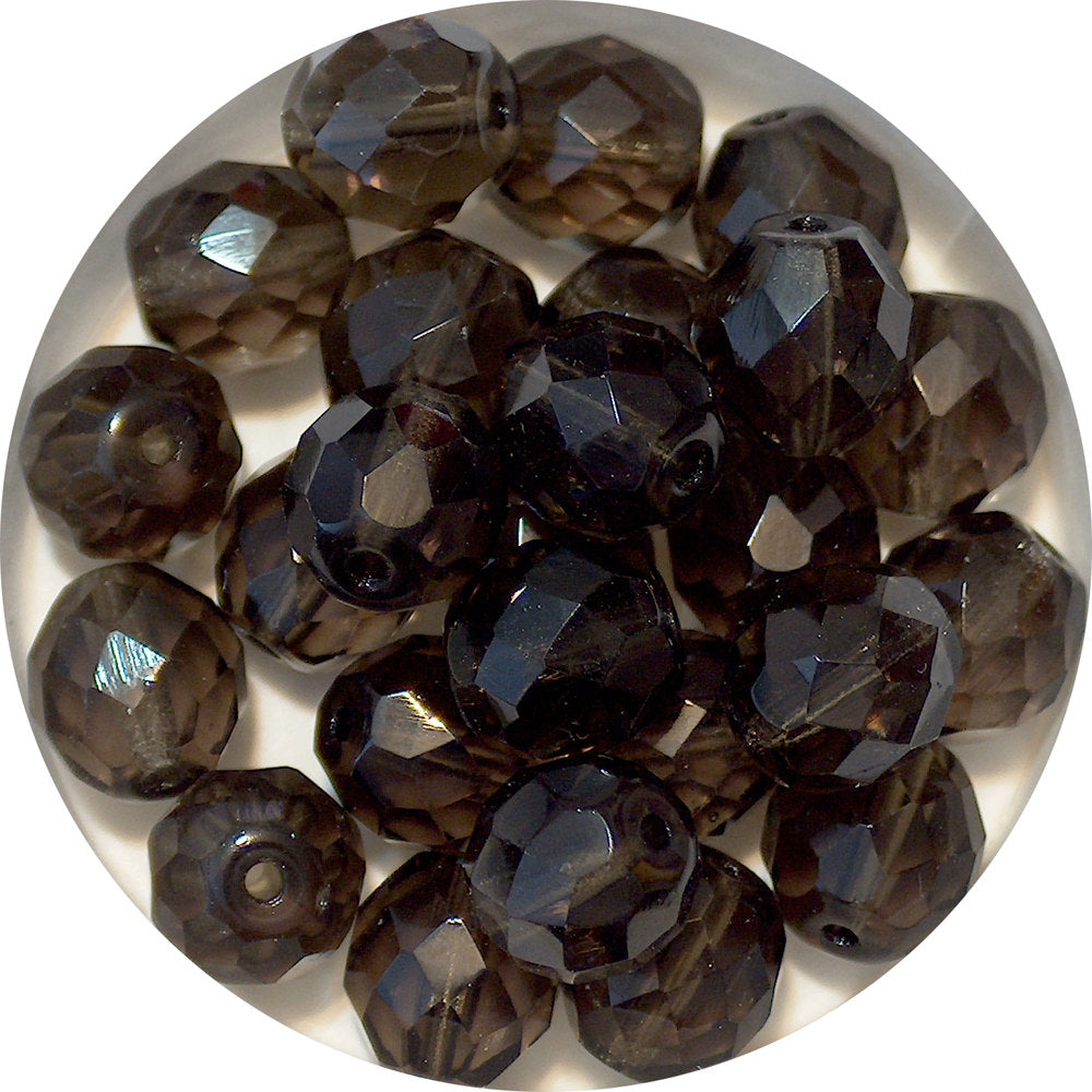 Black Diamond Faceted Round Fire Polished Beads