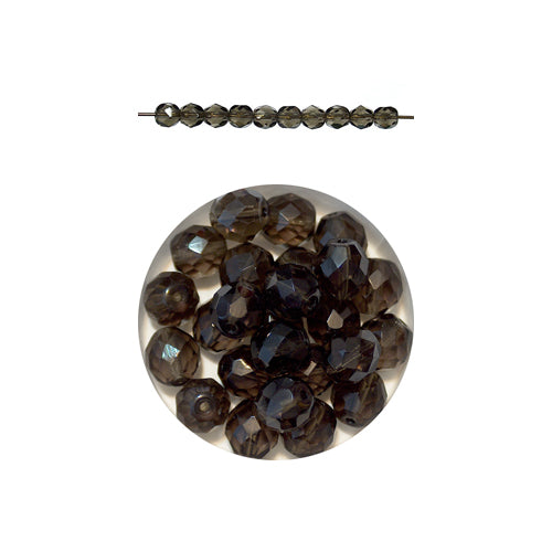 Black Diamond Faceted Round Fire Polished Beads