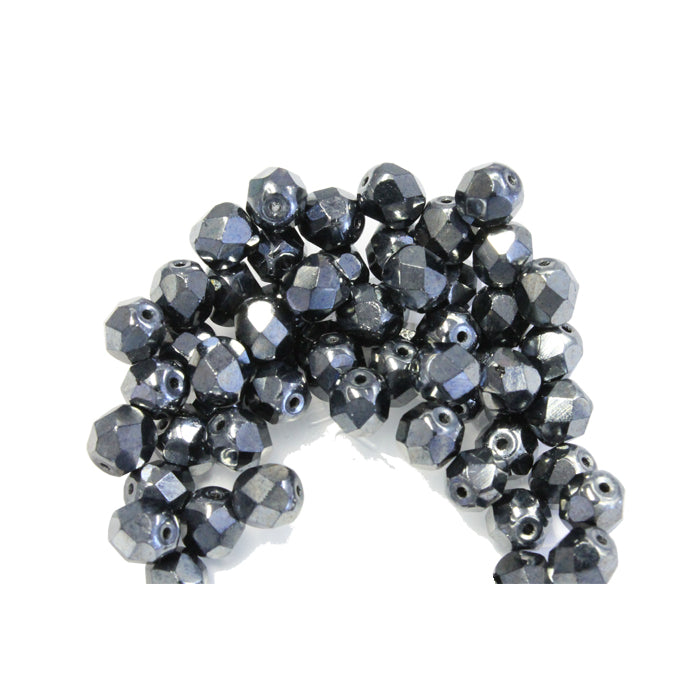 Gunmetal Faceted Round Fire Polished Beads