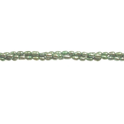 GREEN Rice Freshwater Pearl Beads / 16 Inch Strand / 4 diameter x 6mm length