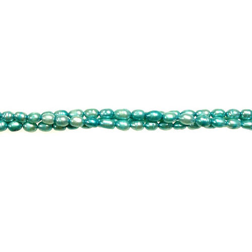 TURQUOISE BLUE Rice Freshwater Pearl Beads / 16 Inch Strand / 4 diameter x 6mm length
