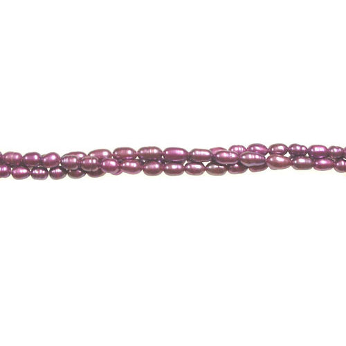 PURPLE Rice Freshwater Pearl Beads / 16 Inch Strand / 4 diameter x 6mm length
