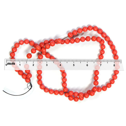 RED CORAL 4mm Round Beads / 16 Inch strand / man-made permanently dyed coral beads