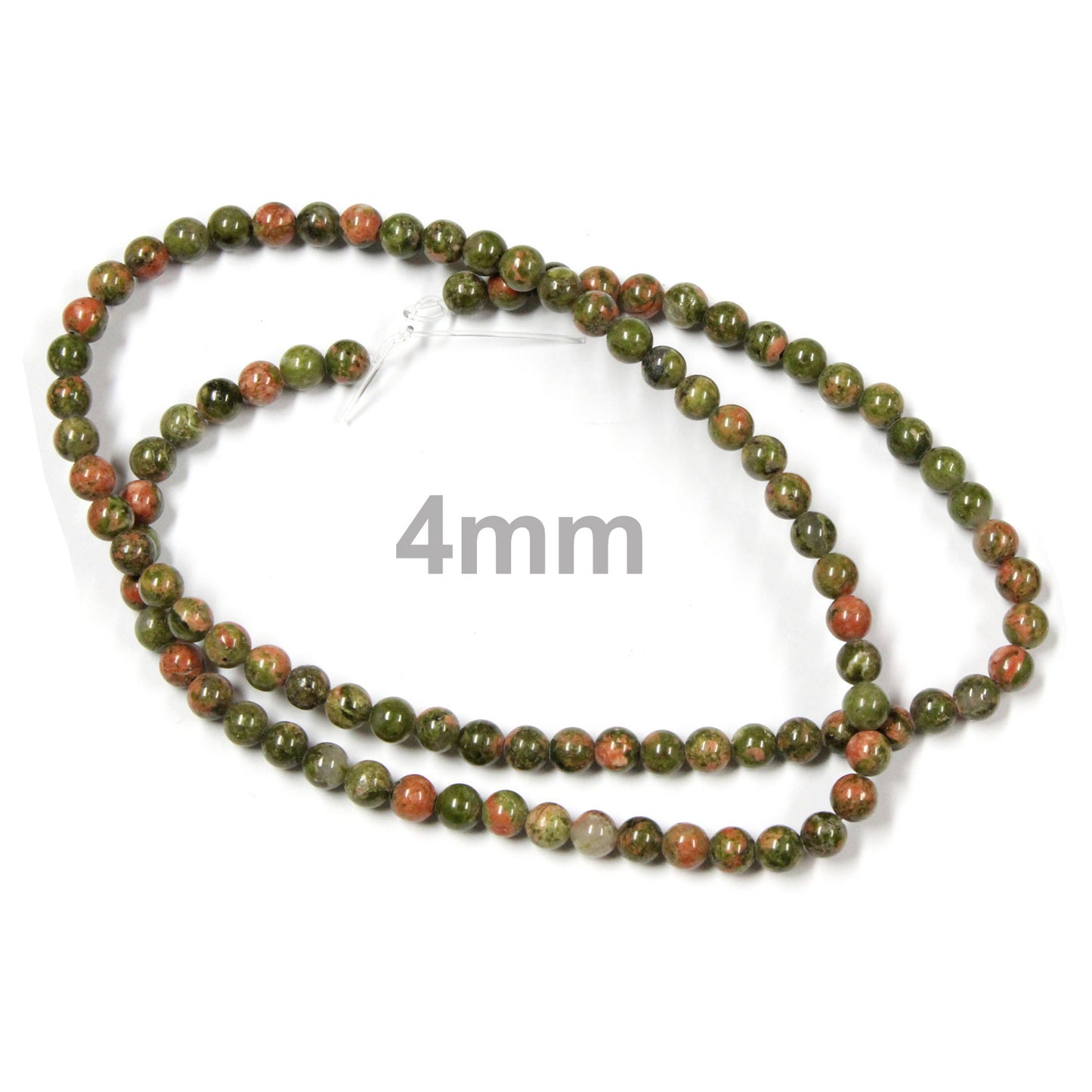 4mm Unakite / 16" Strand / natural / smooth round stone beads
