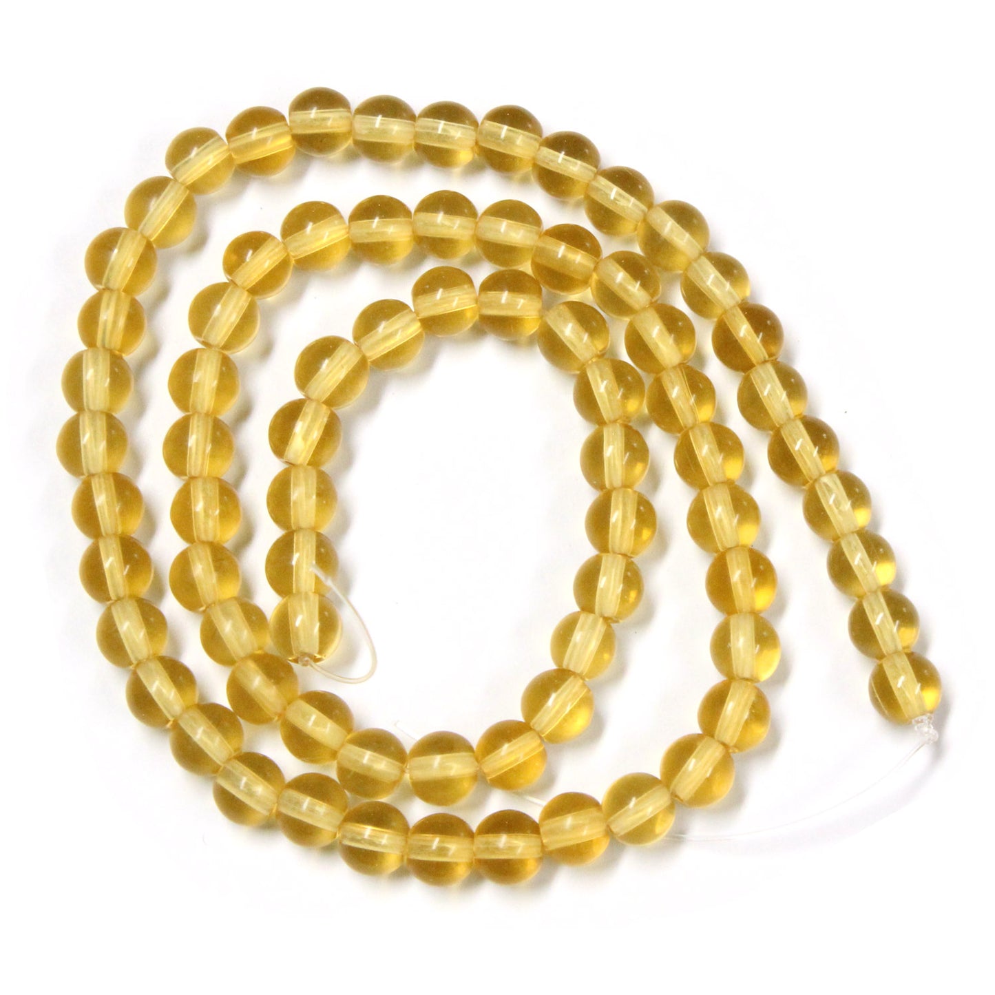 6mm Yellow Topaz / 16" Strand / man-made / smooth round stone beads