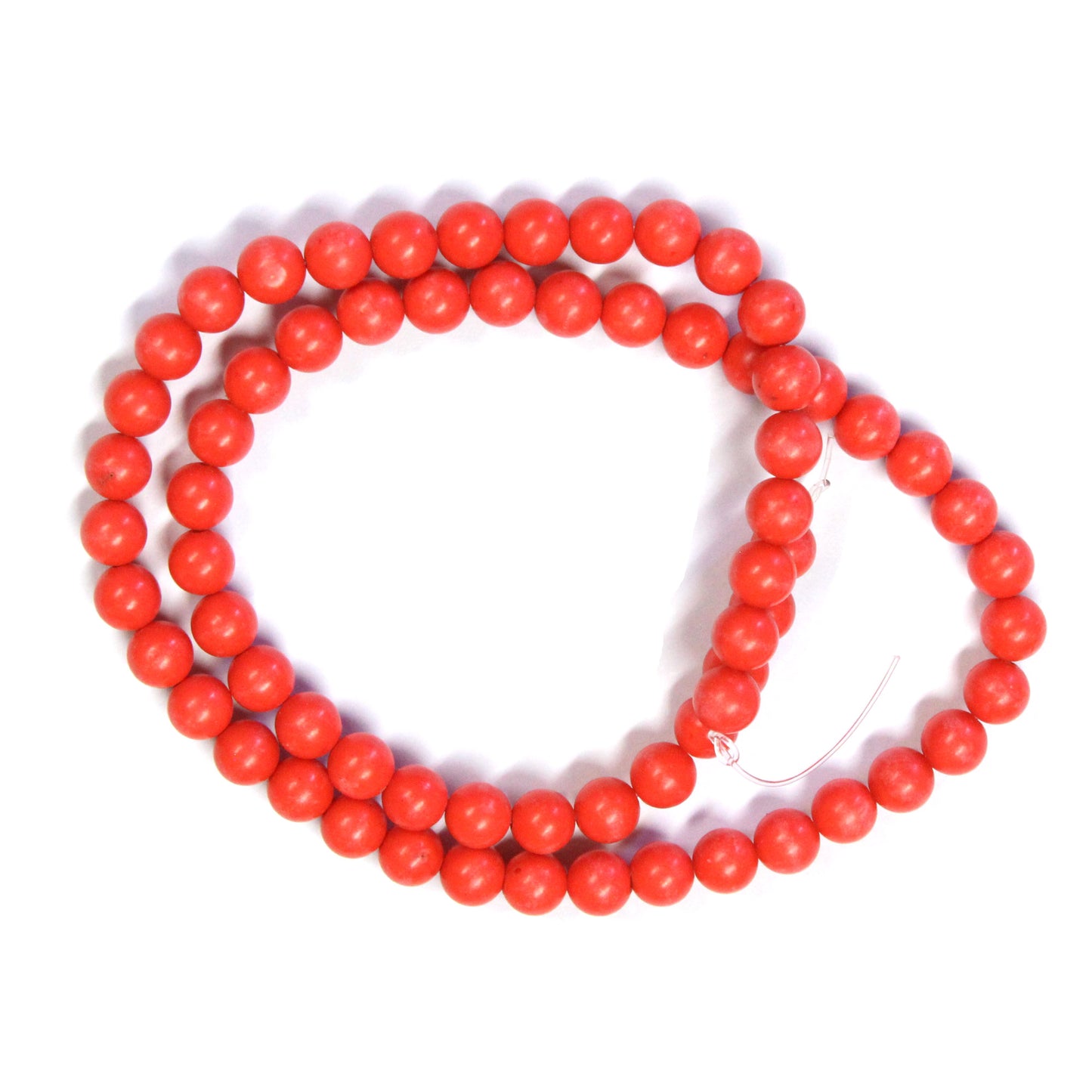 RED CORAL 6mm Round Beads / 16 Inch strand / man-made permanently dyed coral beads
