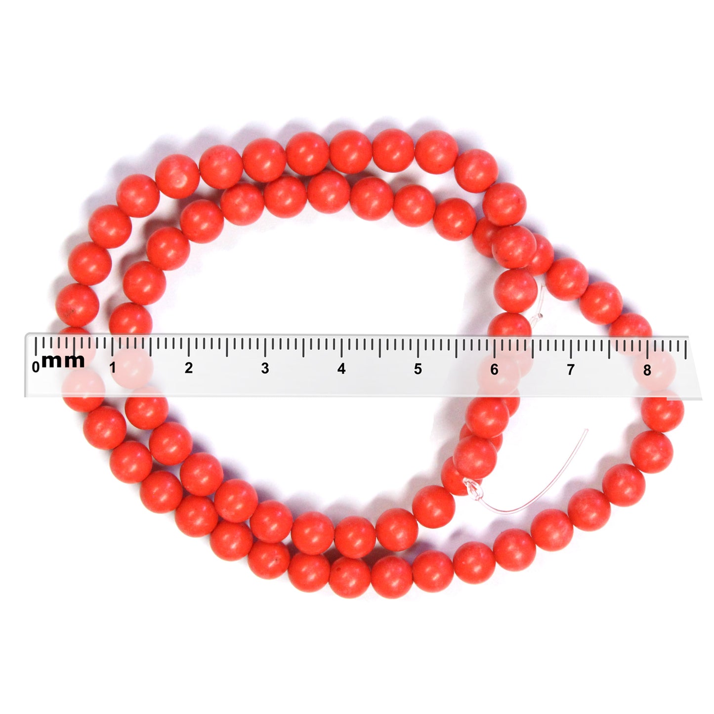 RED CORAL 6mm Round Beads / 16 Inch strand / man-made permanently dyed coral beads