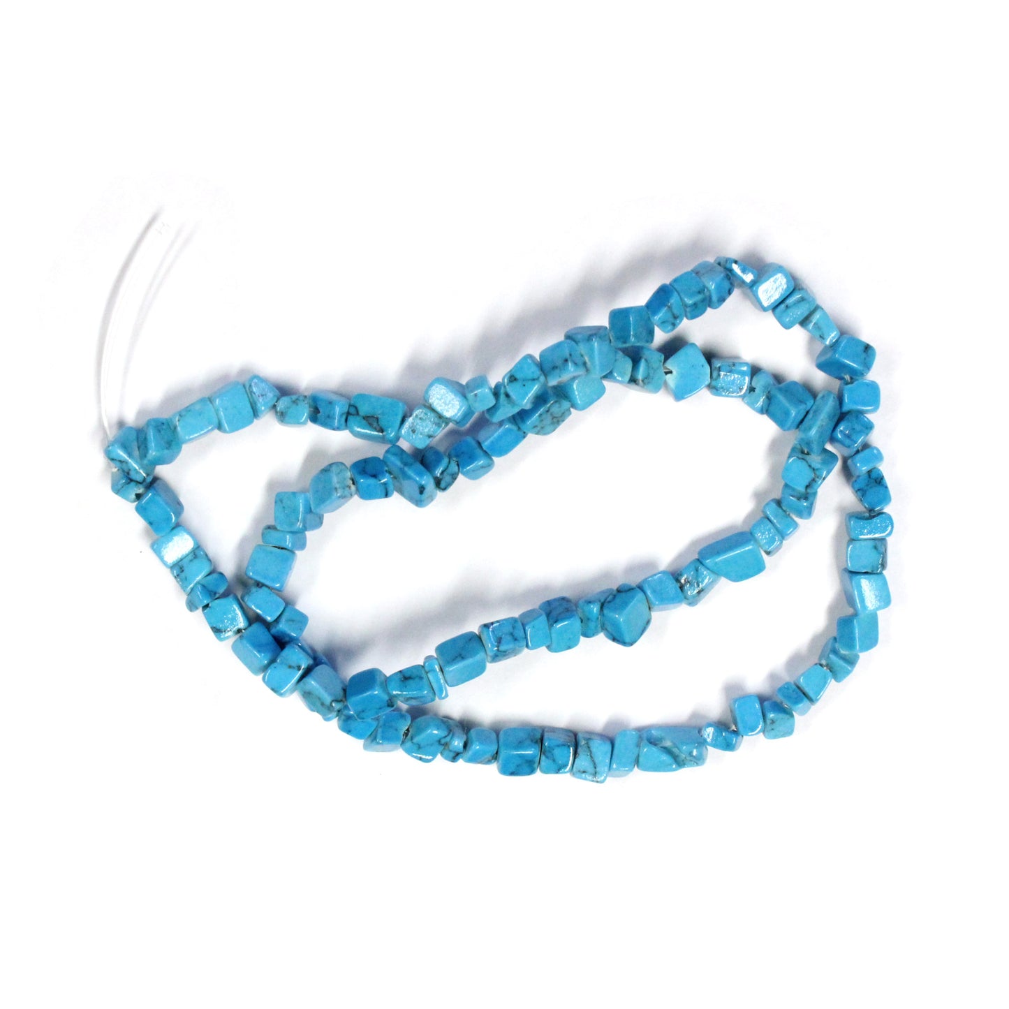 Blue Turquoise Chip Beads / 16 Inch strand / 4-8mm chips / man-made opaque glossy polished stone