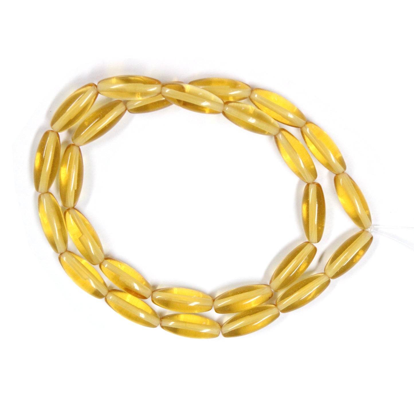 6x16mm Yellow Topaz Rice Beads / 16 Inch Strand / semi-precious man-made transparent stone