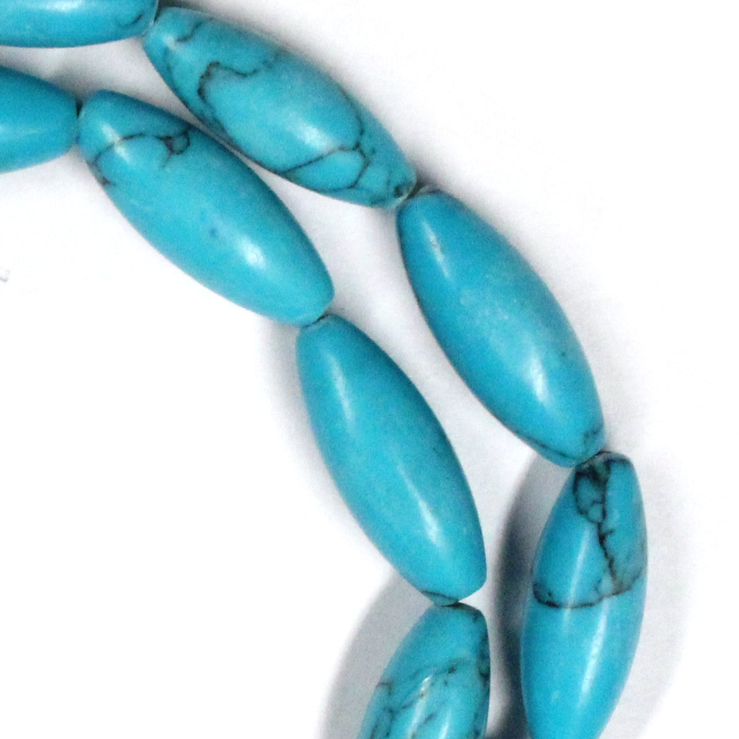 6x16mm Turquoise Rice Beads / 16 Inch Strand / semi-precious man-made opaque stone