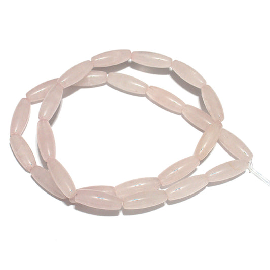 6x16mm Rose Quartz Rice Beads / 16 Inch Strand / semi-precious natural translucent stone