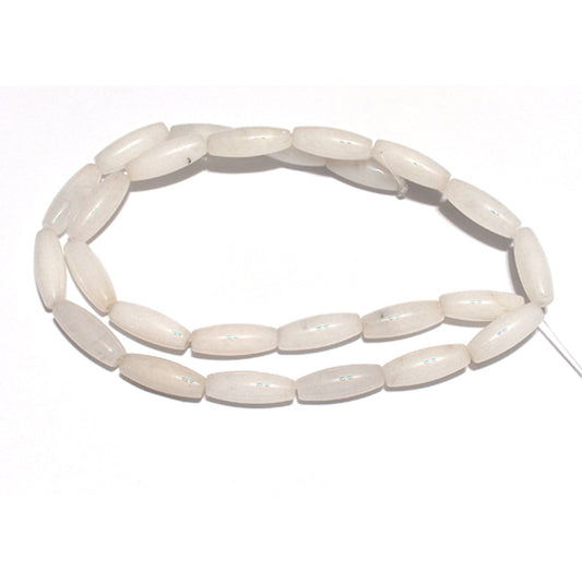 6x16mm Snow Jade Rice Beads / 16 Inch Strand / semi-precious natural opaque semi-translucent stone